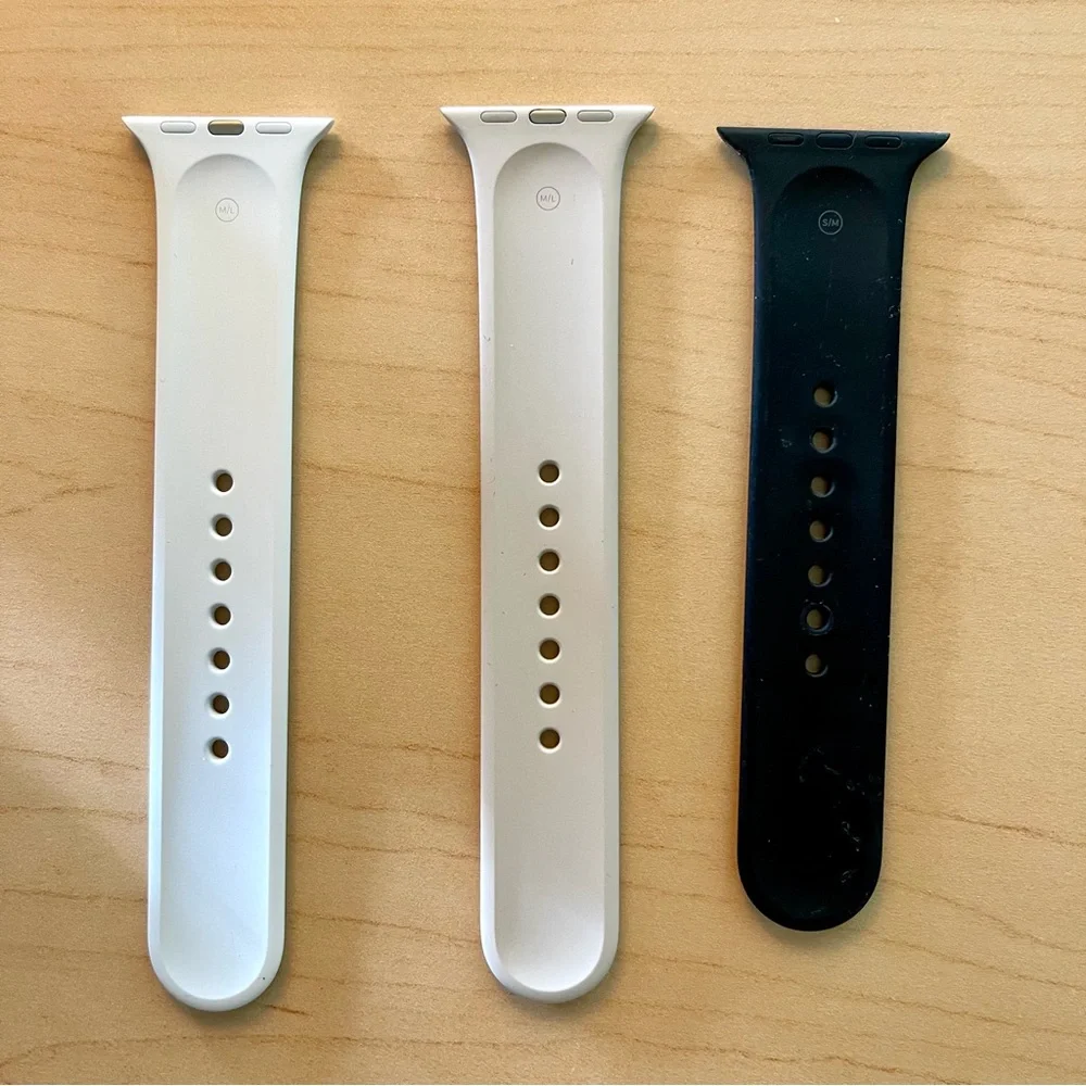 3 New Individual Apple Watch Bands 38 mm Black White Beige